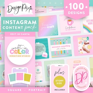 Modelli di Instagram artigianali Arcobaleno - Idee per storie di post Instagram Canva Ritratto - Social media colorati - Insegnante Estetica CR01 Design Pixie