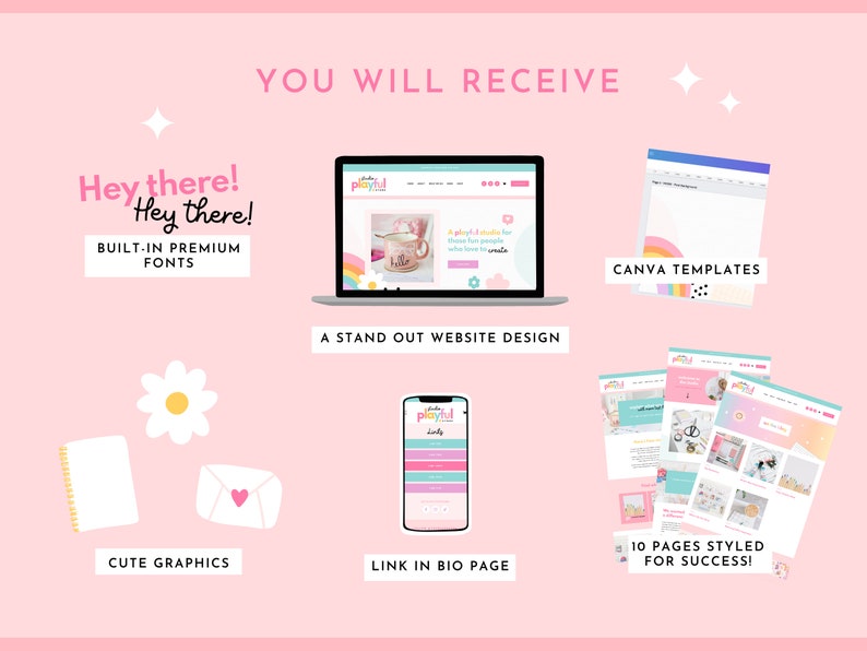 Fun Squarespace branding kit with website design