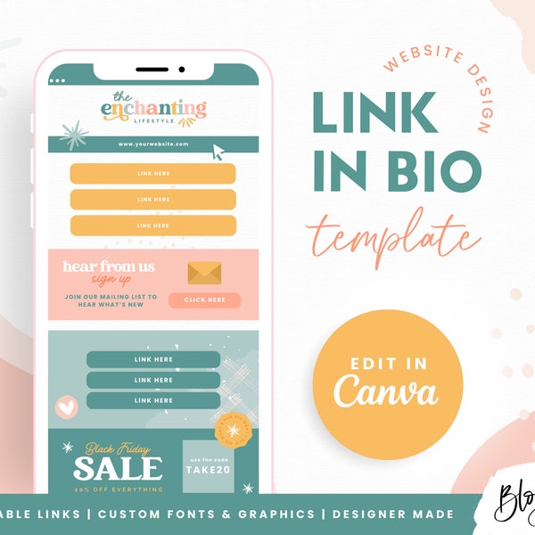 Canva Bio Links Template Etsy Canva Bio Links Template Etsy
