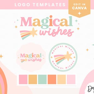 Pastel Rainbow Logo Design - Editable Canva Logo Template - Muted Rainbow Logo Design - Logo with Stars - Shooting Star - MW01 - Blog Pixie