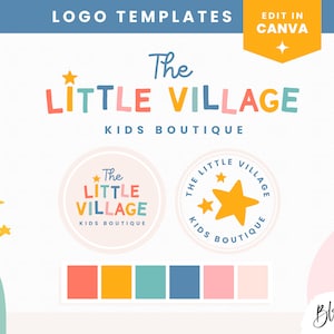 Rainbow Logo Template - Kids Boutique Logo Canva - Editable Logo Design - Small Business Logo - Fun Playful Teacher Logo - Blog Pixie