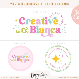 Editable Logo Design Canva - Small Business Logo Template - Bright ...