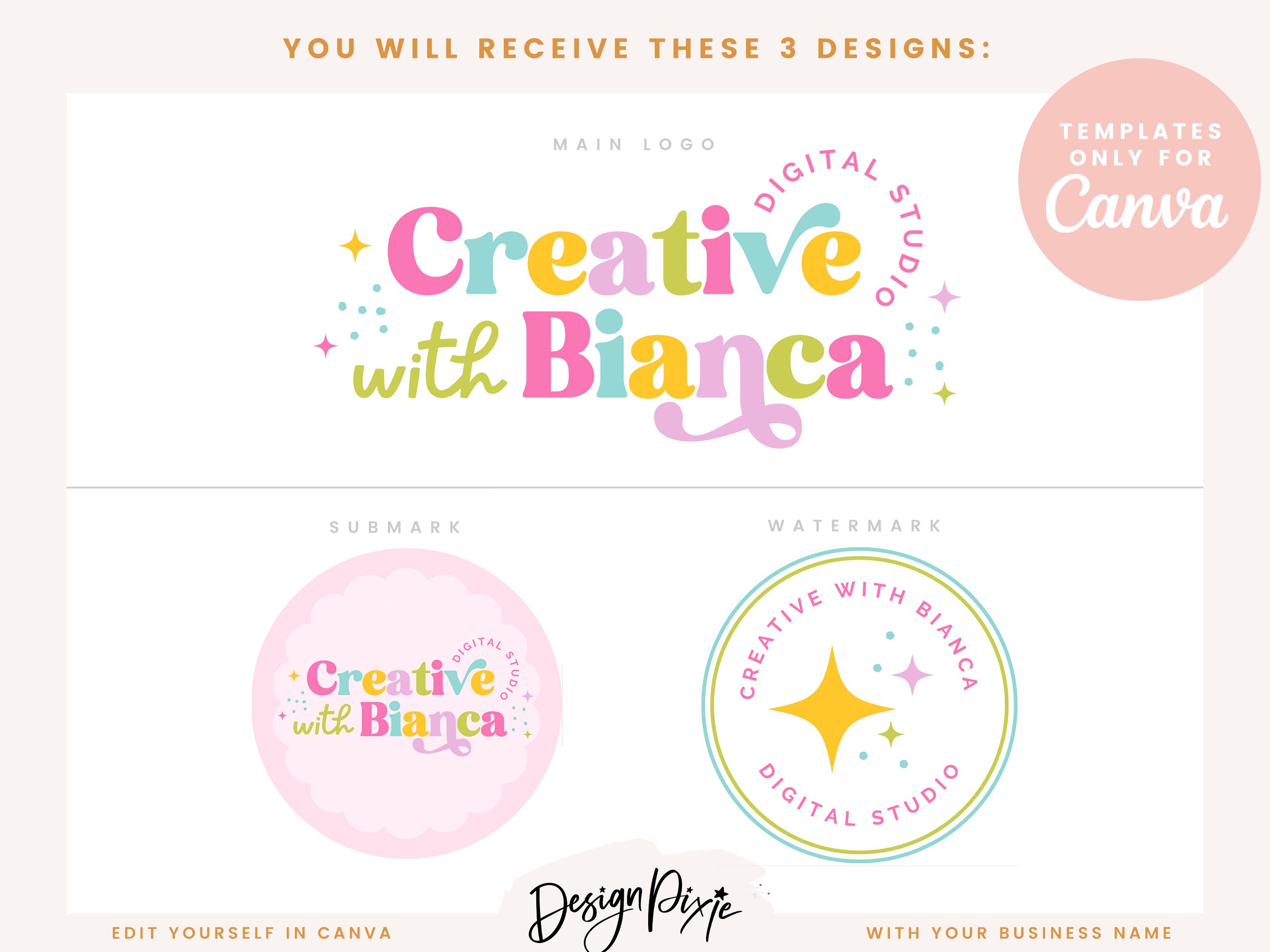 Editable Logo Design Canva - Small Business Logo Template - Bright ...