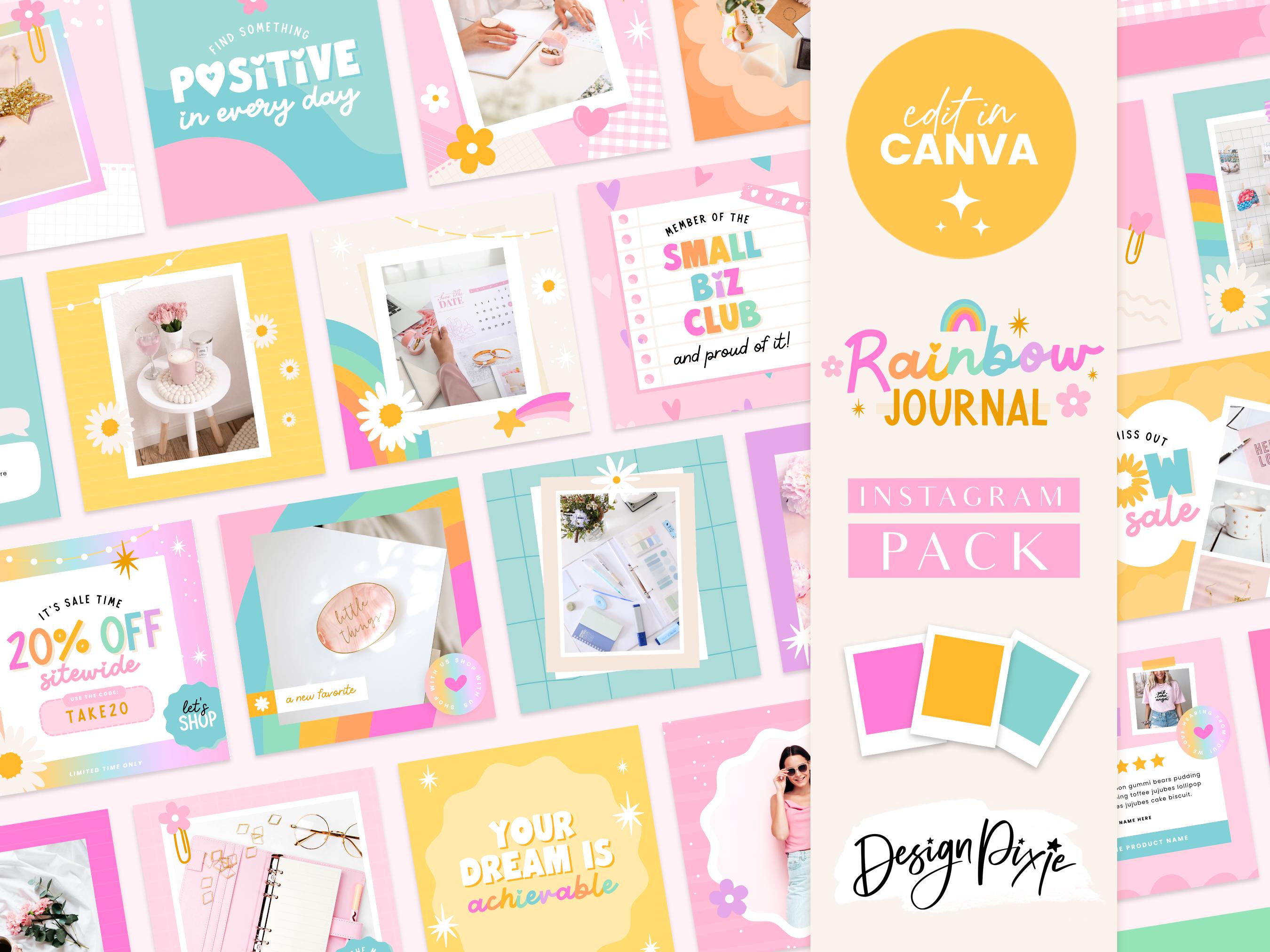 Rainbow Instagram Post Templates Canva - Positive Quotes for Instagram ...