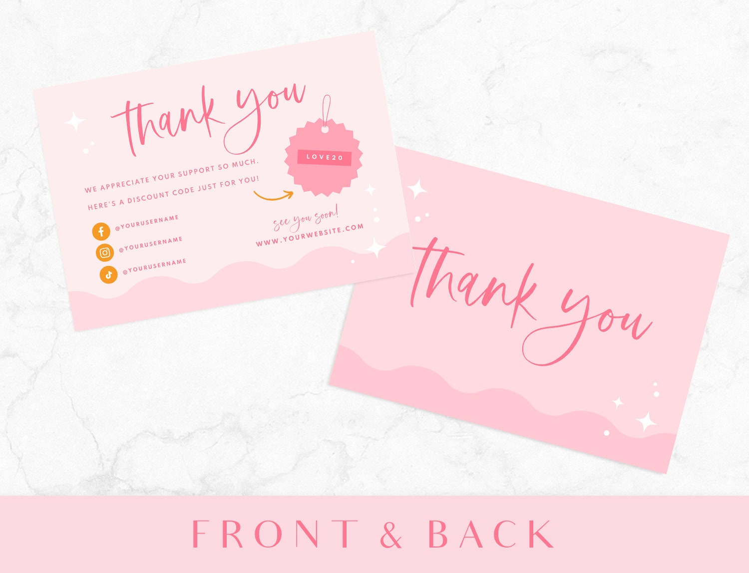 Thank You Card Template Canva Thankyou Order Card Small - Etsy