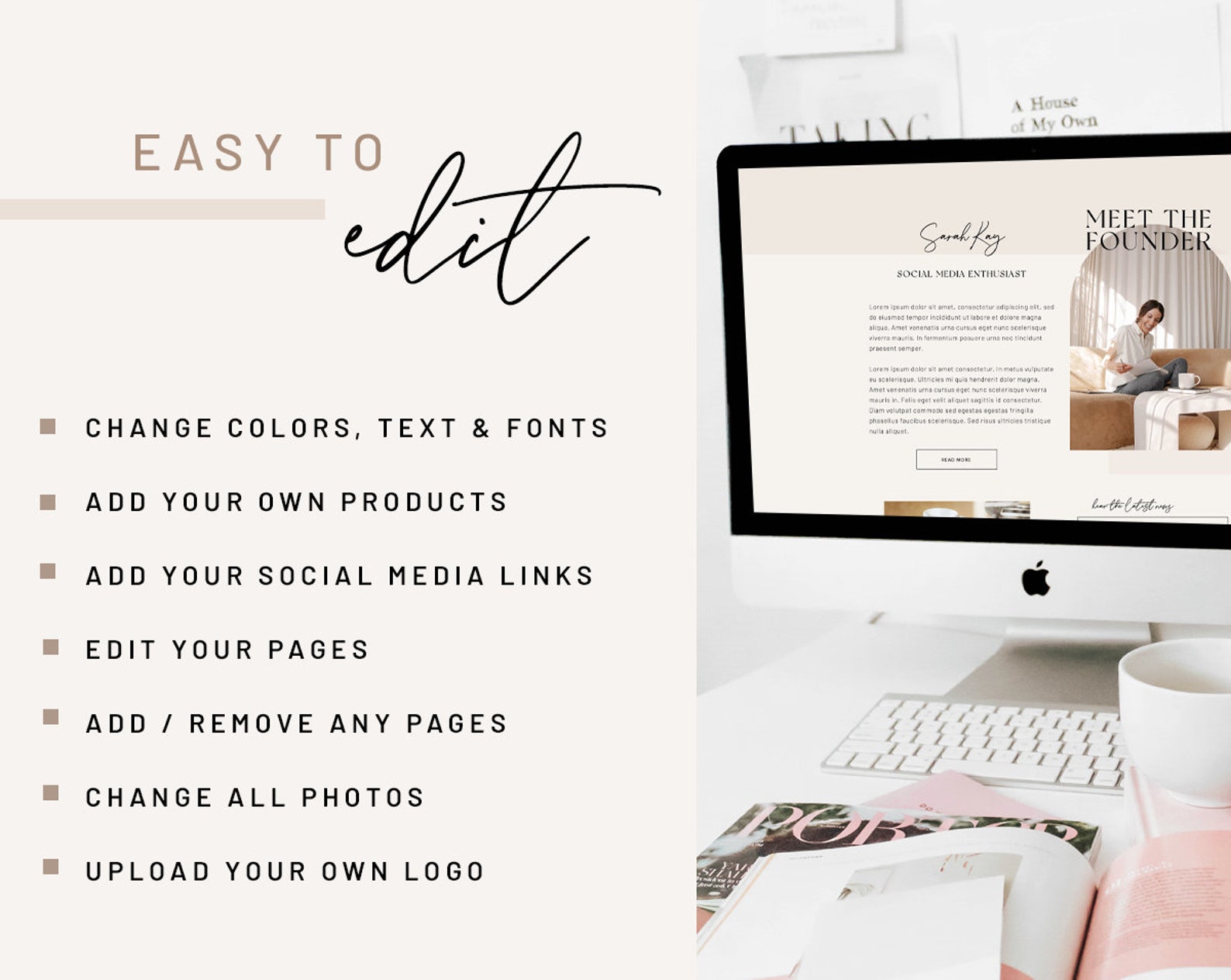 Wix Website Template Aesthetic Website Design Social Media Etsy Australia