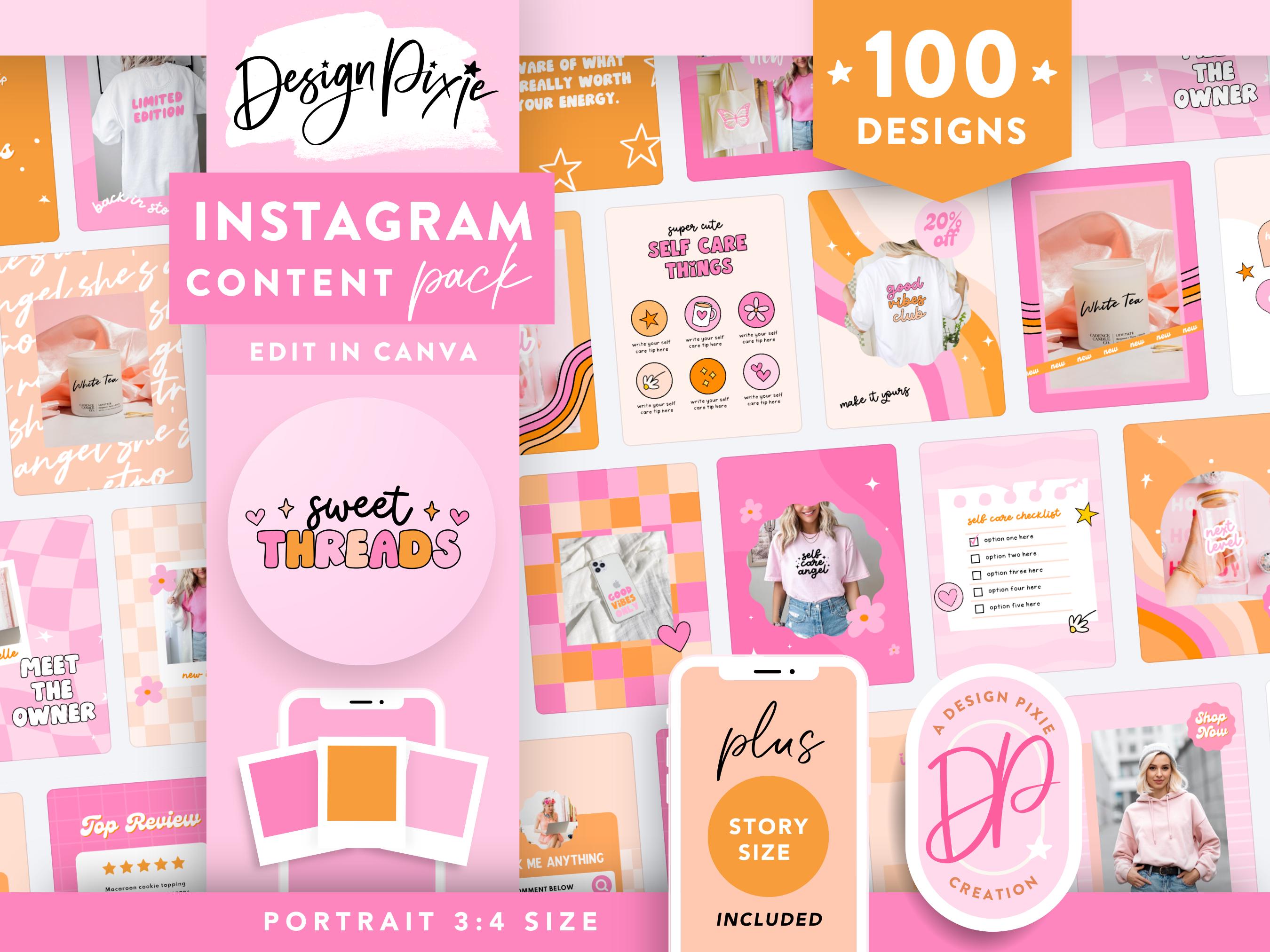 Pink Retro Instagram Templates Canva - Positive Quotes for Instagram ...