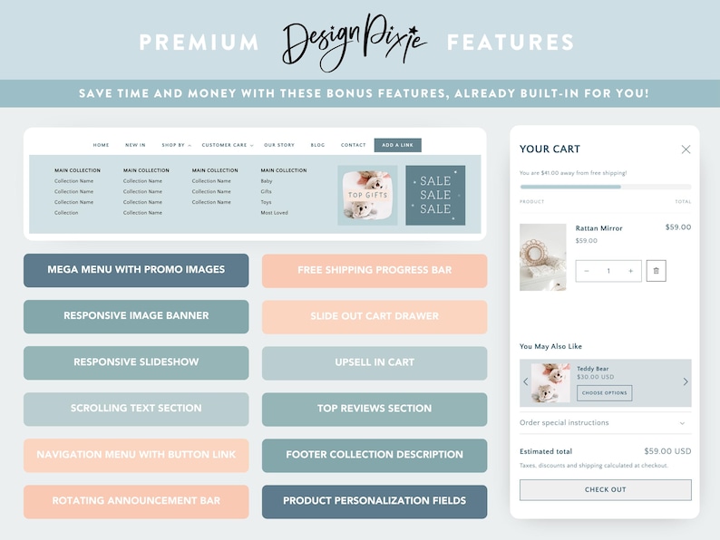 Shopify Theme for Kids Baby Boutique - Shopify Website Template - Blue Canva Banners - Online Boutique - BR01 - Design Pixie image 6