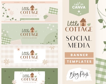 Cottagecore Branding Templates - Facebook Banners - Social Media Templates Canva - Youtube Cover Image - Facebook Group Page CG01 Blog Pixie