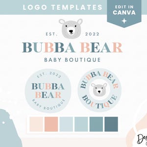 Bear Logo Design Template Canva - Baby Boutique Logo - Kids Baby Boutique Logo - Small Business Logo Blue - Cute Logo Design BR01 Blog Pixie