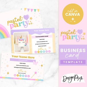Pastel Party Visitenkarte Vorlage - Canva Visitenkarten - Party Branding Design - Ziemlich magische Marke - PS01 Design Pixie