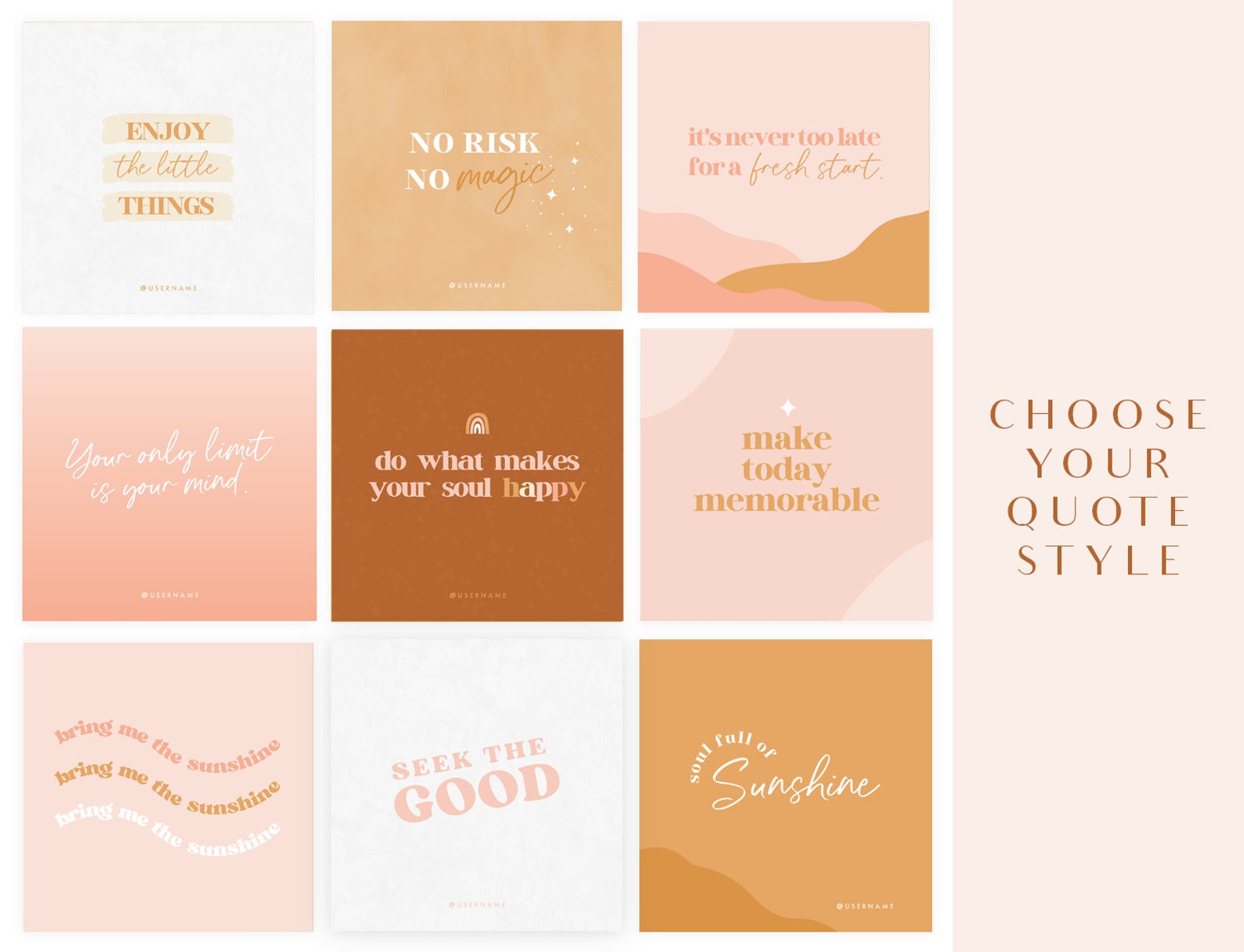 Boho Instagram Post Templates - Canva Templates - Quotes for Instagram ...
