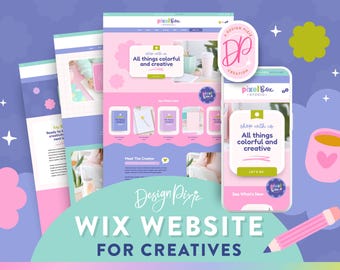 Creative Wix Website Template Design - Buntes Wix Shop & Blog Theme - Niedliche Website Template - PB1 Design Pixie