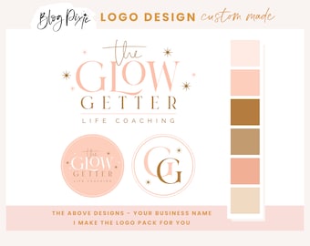 Modern Logo Design - Glow Life Coach Logo - Business Logo - Podcast Logo - Blog Header - Branding Kit - Colorful Logo Design - Blog Pixie