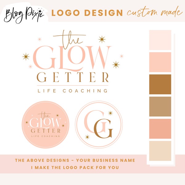 Modern Logo Design - Glow Life Coach Logo - Business Logo - Podcast Logo - Blog Header - Branding Kit - Colorful Logo Design - Blog Pixie