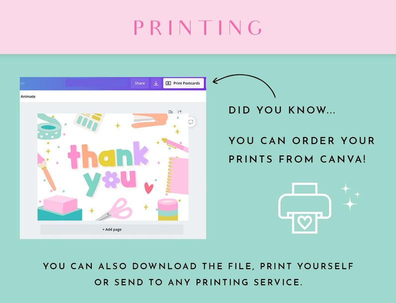 Craft Thank You Card Template Canva - Rainbow Branding - Canva Order ...