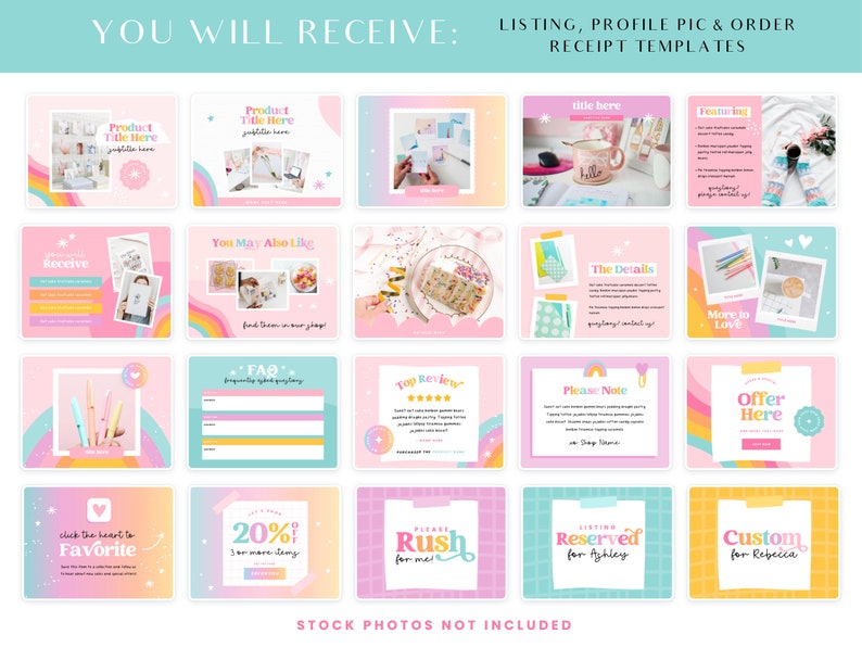 rainbow etsy mockup templates