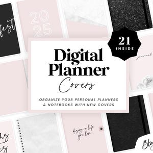 Digital Planner Cover Pink - Goodnotes Planner Covers Blush Black - Journal Cover Collection - Marble Pretty Notebook Covers - Blog Pixie