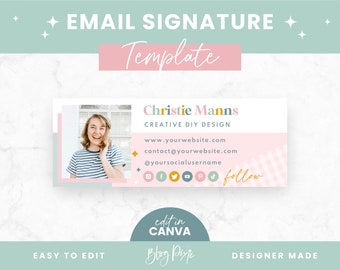 Email Signature Template Canva - Pastel Rainbow Colorful Branding Business Email Design - Gmail Signature - Outlook - CD01 - Blog Pixie