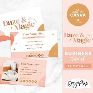 Boho Visitenkarte Vorlage - Canva Visitenkarte - Daze And Magic Branding - Bearbeitbare Visitenkarte - DZ01 Blog Pixie