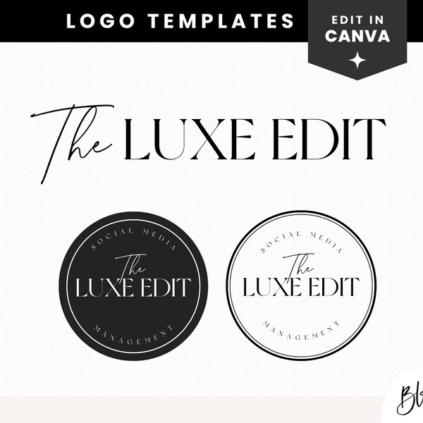 Editable Logo Design Canva - Modern Logo - Social Media Manager Logo - Coach Logo - Virtual Assistant Logo - Luxe Logo - LE01 - Blog Pixie