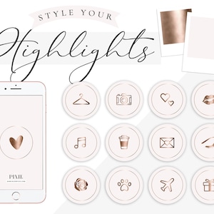 Instagram Story Highlight Icons - Instagram Stories - Instagram Story Covers - Rose Gold Pink Pretty - Beauty Highlights - RG01 Blog Pixie