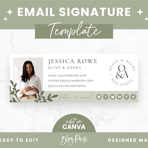 Email Signature Template Canva - Business Email Signature Design - Gmail - Outlook - Edit Yourself Email Signature - OA01 - Blog Pixie