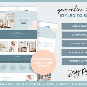 Shopify Theme for Kids Baby Boutique - Shopify Website Template - Blue Canva Banners - Online Boutique - BR01 - Design Pixie image 2