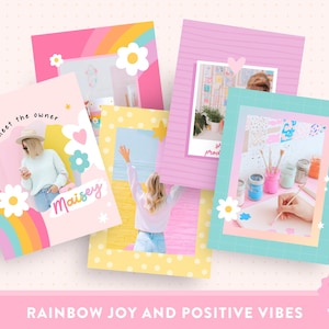 Playful Rainbow Instagram Templates Canva - Positive Quotes for Instagram - Post and Story Ideas - Cute Branding - PF01 Design Pixie image 6