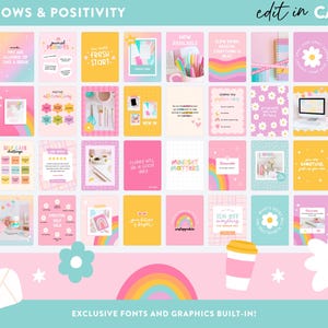 Playful Rainbow Instagram Templates Canva - Positive Quotes for Instagram - Post and Story Ideas - Cute Branding - PF01 Design Pixie image 4