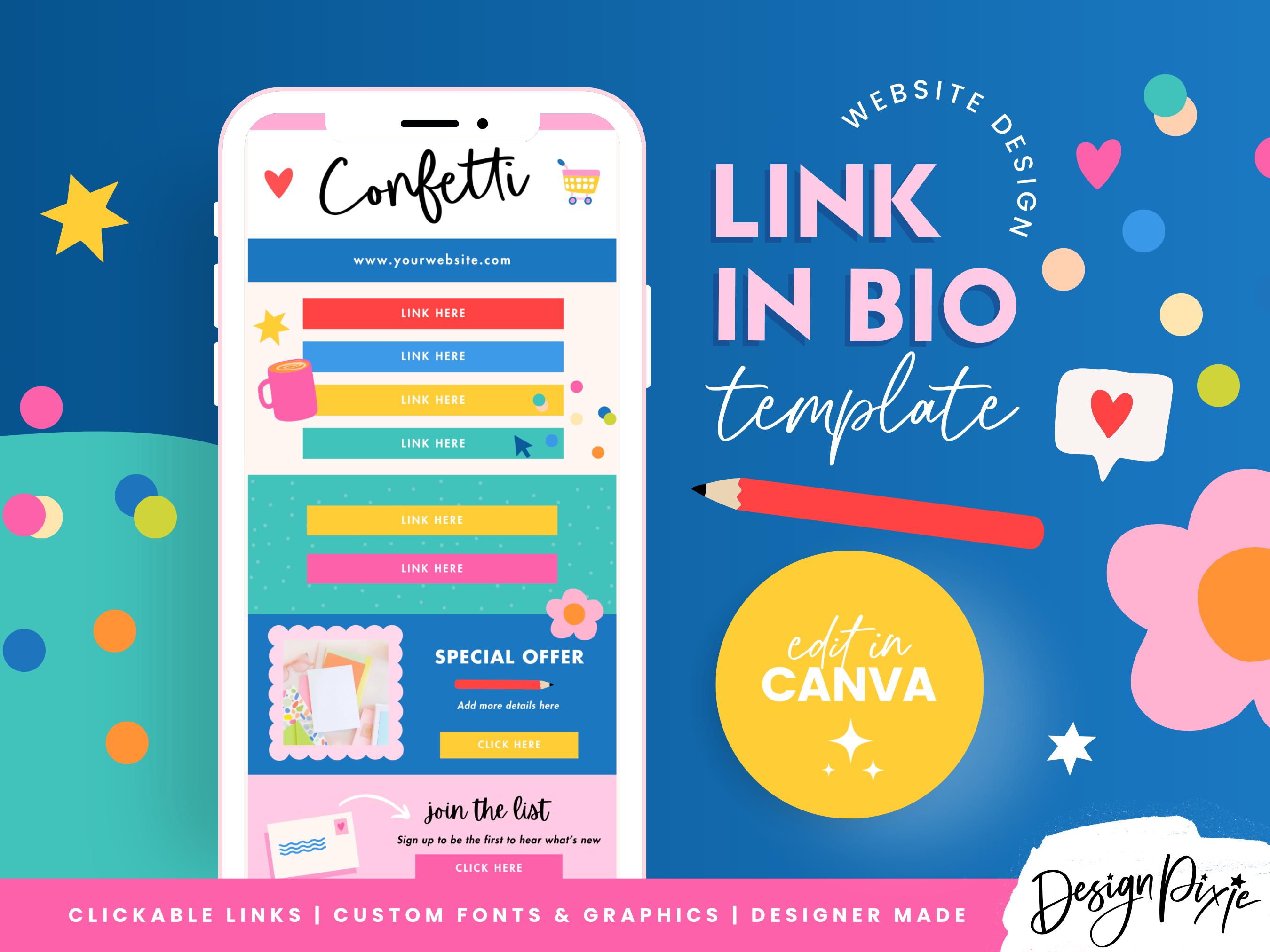 Colorful Link in Bio Canva Template - Rainbow Instagram Bio Website ...