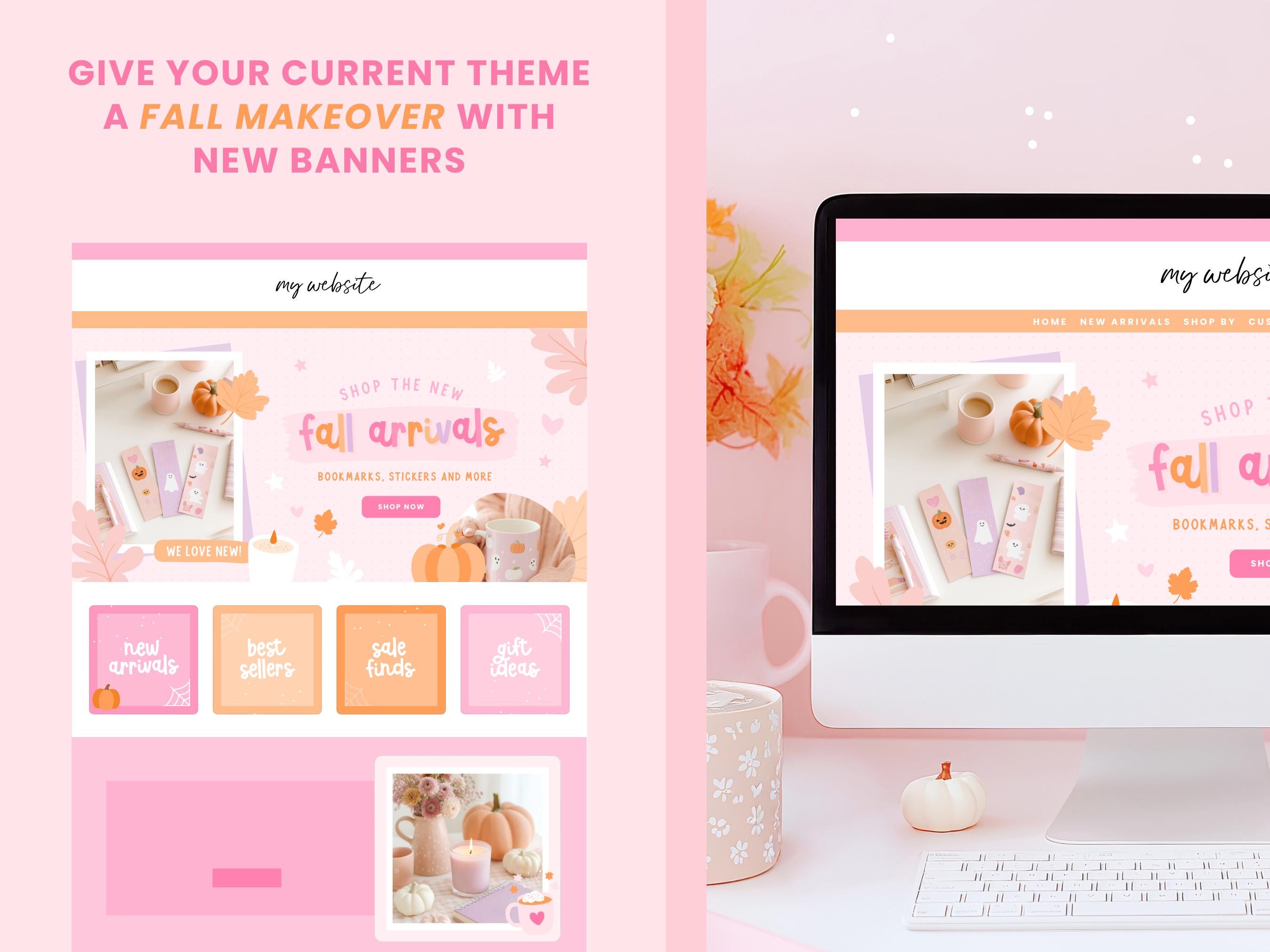 Shopify Fall Theme Halloween Shopify Banner Templates - Cute Fall Canva Editable Website ...