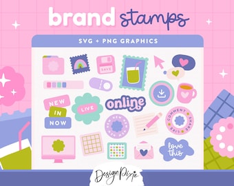 Niedliche Branding Stempel - SVG Bündel - Bunte Icons für kleine Unternehmen - Ästhetische Grafiken - PB1 Design Pixie