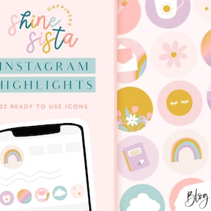 Instagram Highlight Icons Pastel Rainbow - Covers for Instagram Stories - Instagram Highlights Colorful Icons - Shine Sista SH01 Blog Pixie
