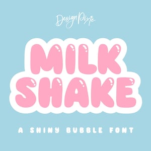 Fuente Milk Shake Bubble con brillo - Letras de fuente divertidas - Fuentes Kawaii rosas brillantes - Fuente linda para Cricut y Canva - Uso comercial - Design Pixie
