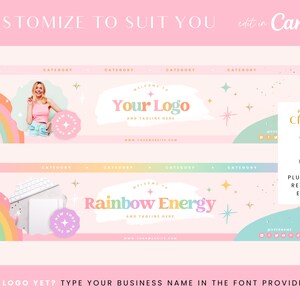 Etsy Shop Kit Pink Rainbow - Etsy Banner Templates Canva - Etsy Store ...