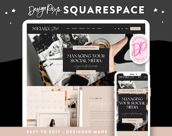 Zwarte Squarespace-websitesjabloon - luxe ontwerp socialmediamanager - LE01