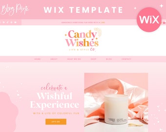 Wix Website Template Pink - Creative Wix Website Design - Wix Web Design for Shop and Blog - Candy Wishes - CW01 - Blog Pixie