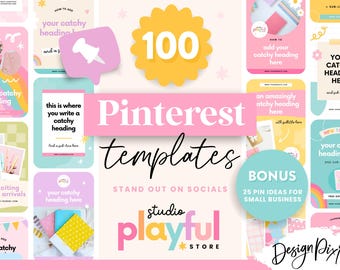 Playful Pinterest Templates for Canva - Idea Pins - Rainbow Social Media - Blog Post Graphics - Pinterest Content Branding - PF01 Blog Pixie
