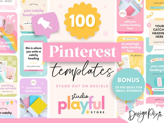 Playful Pinterest Templates for Canva - Idea Pins - Rainbow Social Media - Blog Post Graphics - Pinterest Content Branding - PF01 Blog Pixie