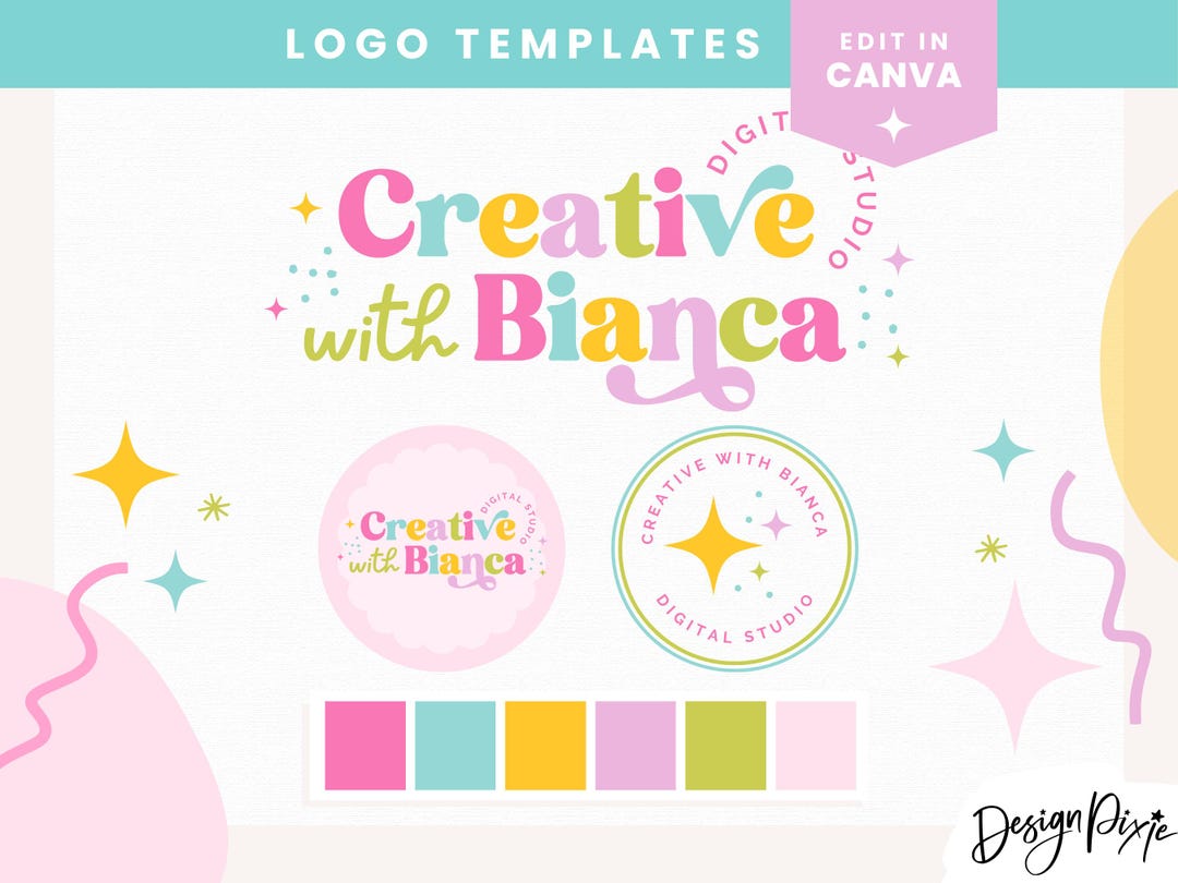Editable Logo Design Canva - Small Business Logo Template - Bright ...