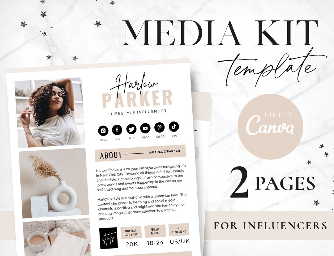 media-kit-template-canva-influencer-rate-sheet-blog-media-kit-tiktok-rates-instagram-rate-card-blogger-press-kit-blog-pixie-etsy