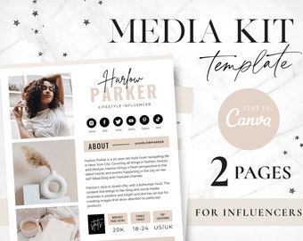 Media Kit Template Canva - Influencer Rate Sheet - Blog Media Kit - Tiktok Rates - Instagram Rate Card - Blogger Press Kit - Blog Pixie