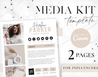 Media Kit Template Canva - Influencer Rate Sheet - Blog Media Kit - Tiktok Rates - Instagram Rate Card - Blogger Press Kit - Blog Pixie
