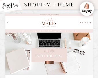 Shopify Theme Pink - Rose Gold Website Template Design - Shopify Store Banners - Shopify 2.0 Theme Design - Ecommerce Store - Blog Pixie