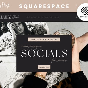 Squarespace Website Template - Black Squarespace Template for Business - Squarespace 7.1 - Social Media Manager Website - LE01 Blog Pixie