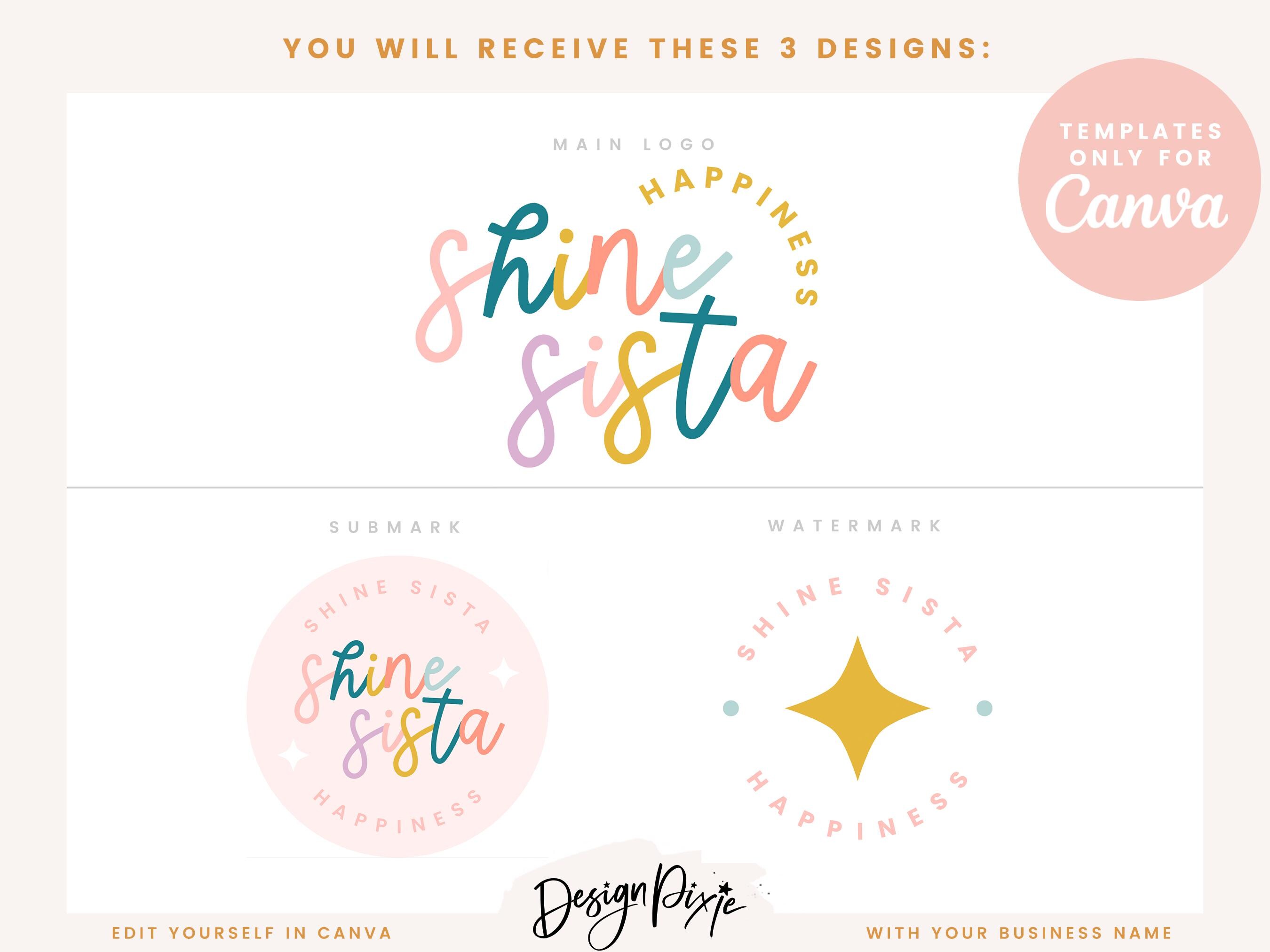 Pastel Rainbow Logo Design Template Canva - Small Business Editable ...