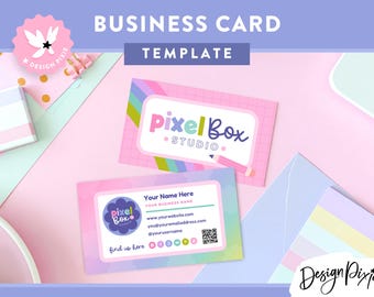 Farbenfrohe Visitenkarte Vorlage für Kreative - Bearbeitbar in Canva - PB1 Design Pixie