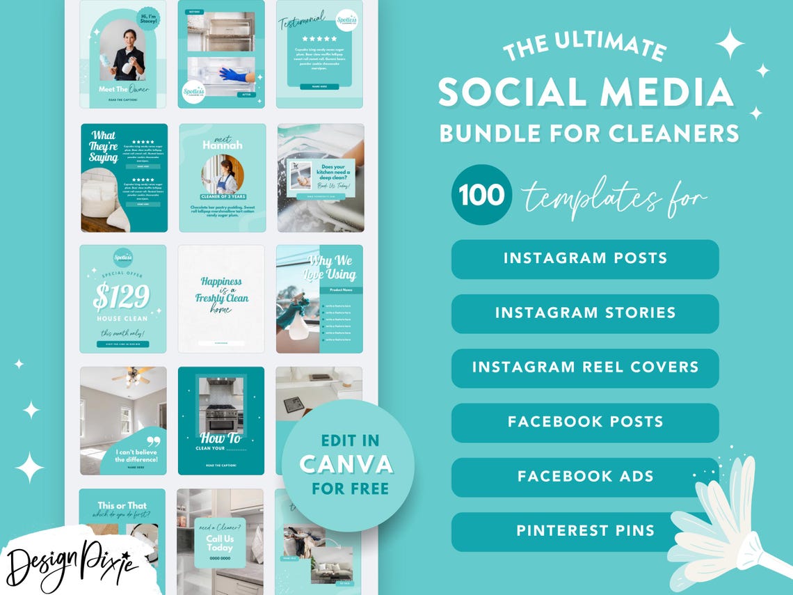 100 Cleaning Business Social Media Post Ideas - Canva Instagram ...