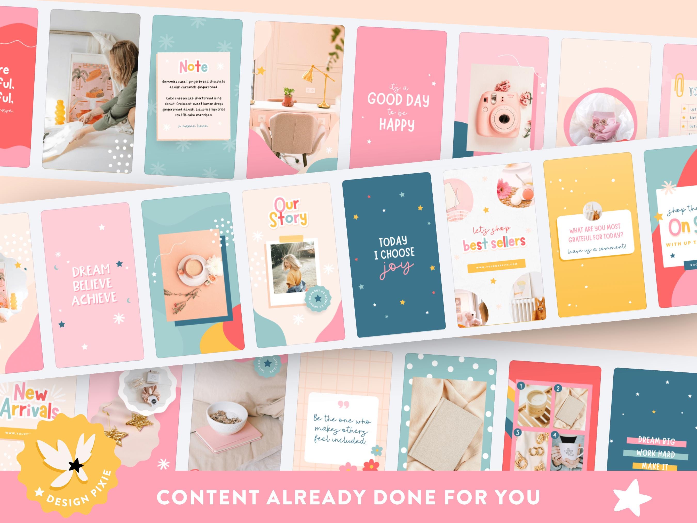 Fun Instagram Templates Canva - Social Media Posts and Stories - Bright ...